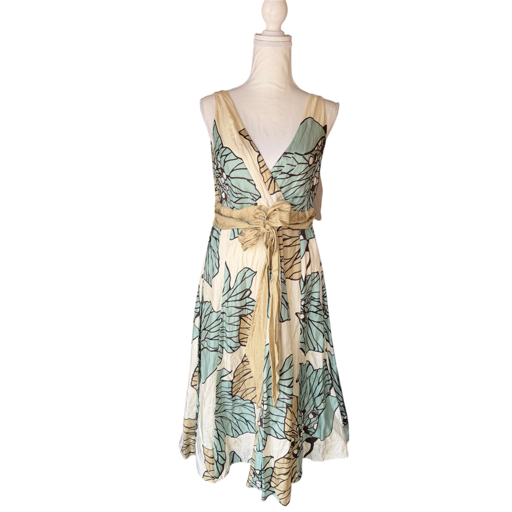 Monsoon Women's 100% Silk Elegant Floral Dress Sleeveless Size 10 LARGE UK 14